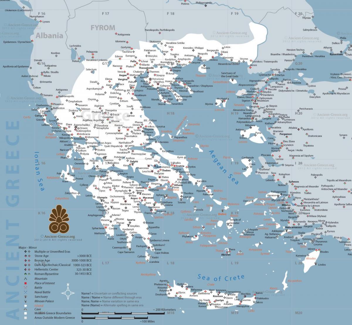 o hartă a Greciei antice