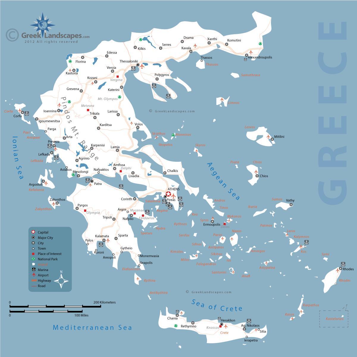 o hartă a Greciei