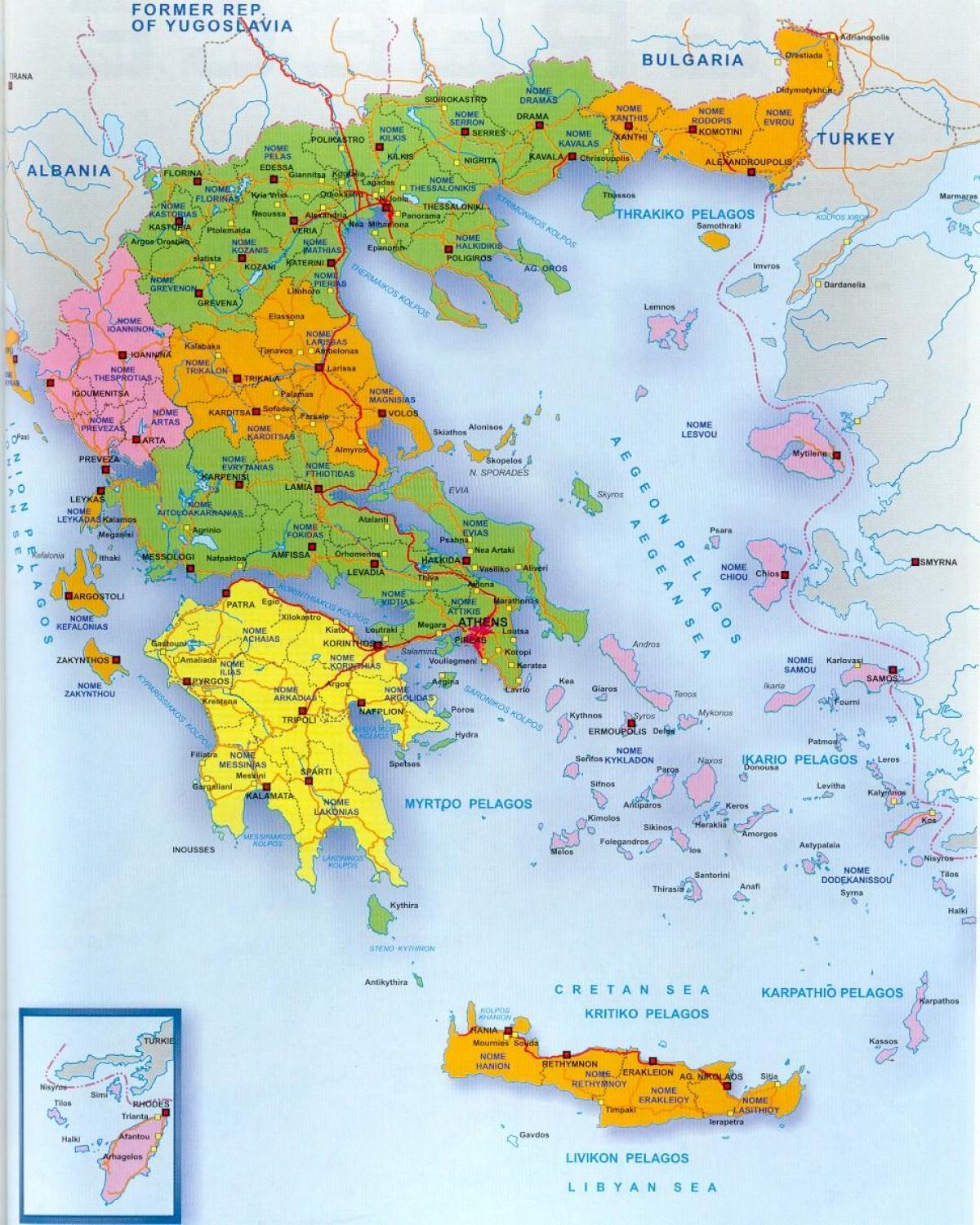 harta Grecia și insulele grecești